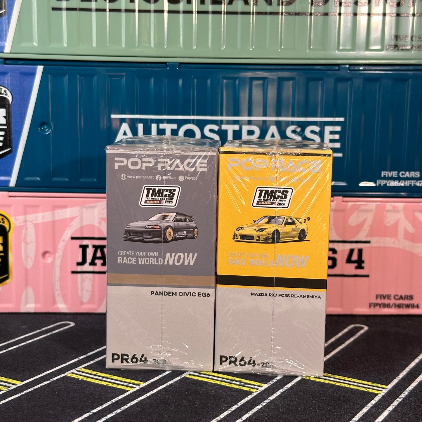 POP RACE Pandem civic EG Black Chrome & Mazda RX-7 RE Amemiya FC3S