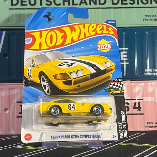 Hot Wheels 2025 Mainline Ferrari 365 GTB4 Competizione 222/250 Yellow Long Card - AUSSIE diecast