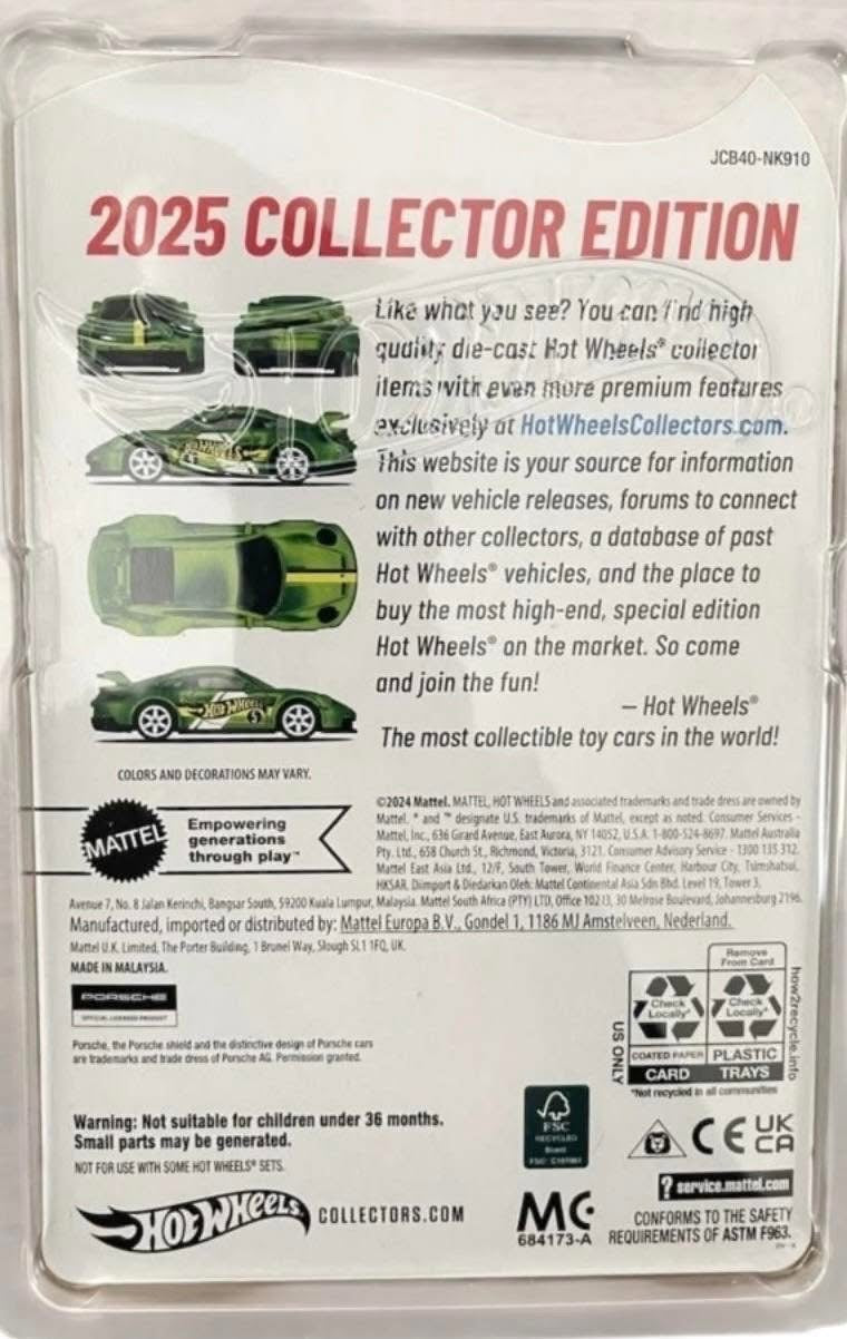 Hot Wheels 2025 Collector Edition Porsche 911 GT3 - AUSSIE diecast