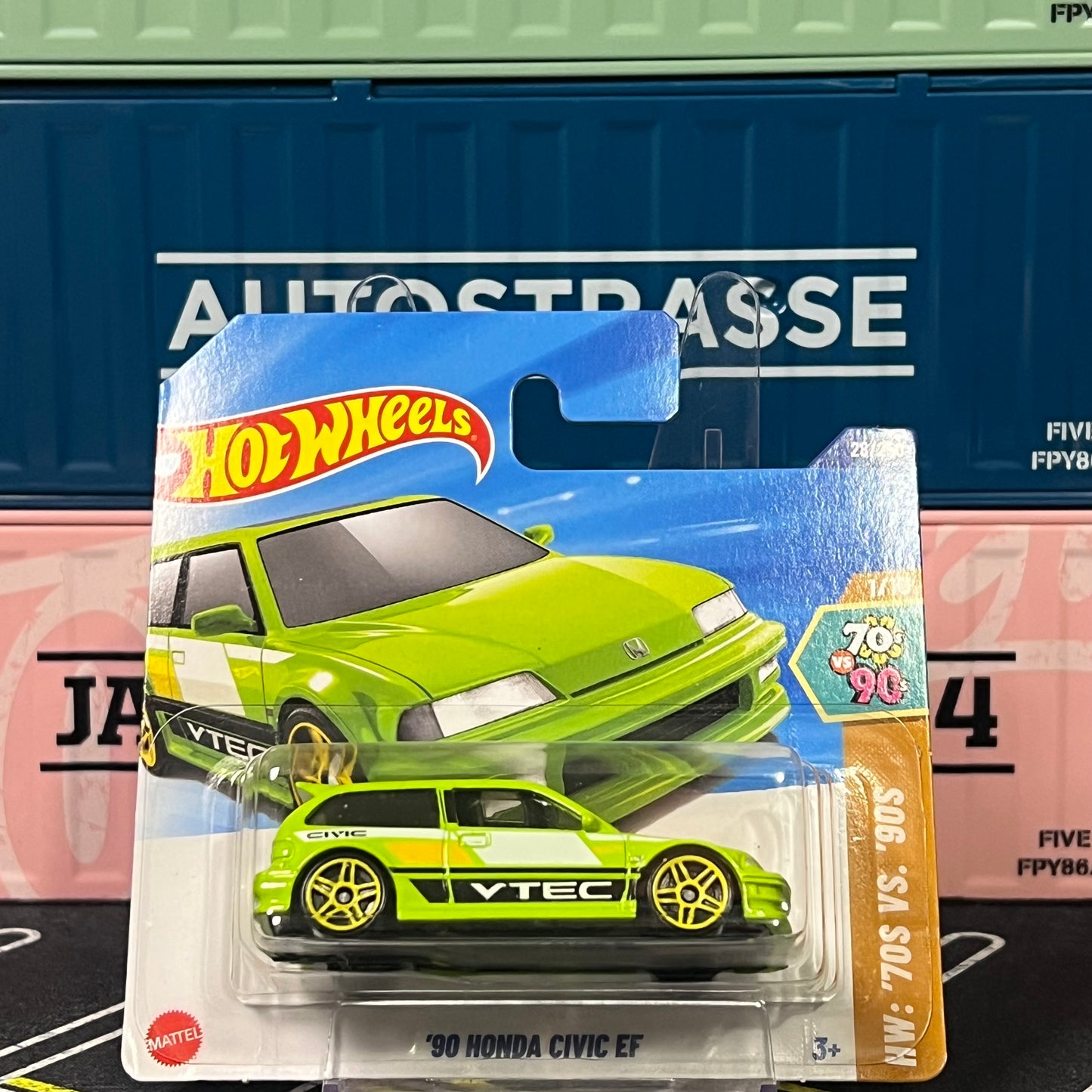 Hot Wheels 2025 Mainline ‘90 Honda Civic EF 28/250 Lime Green Short Card - AUSSIE diecast