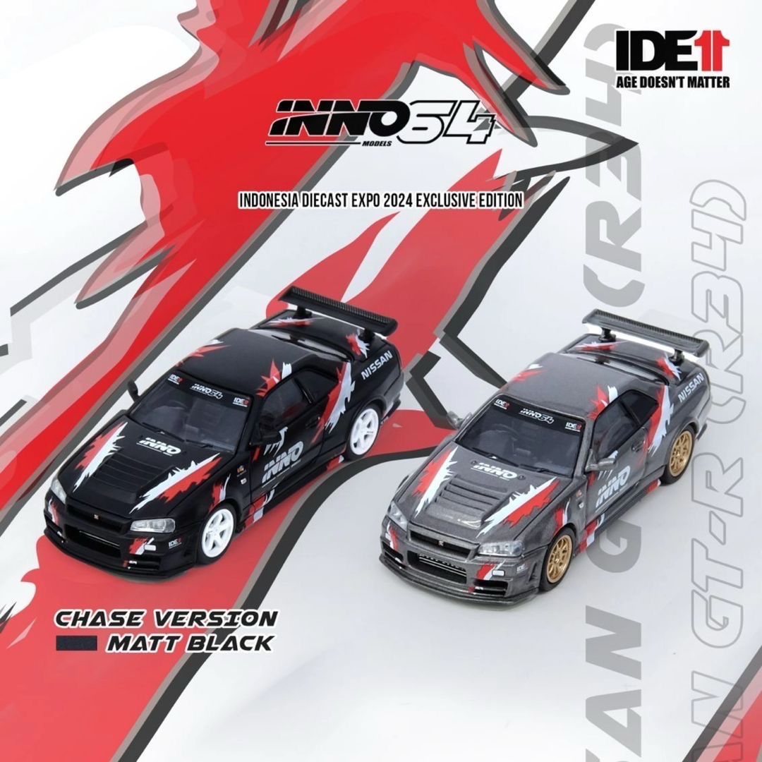 2024 Indonesia Diecast Expo IDE11 INNO64 Nissan Skyline GT-R (R34) Z-Tune Gray - AUSSIE diecast