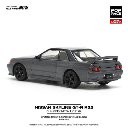 POP RACE Nissan Skyline GT-R R32 Gun Grey Metallic