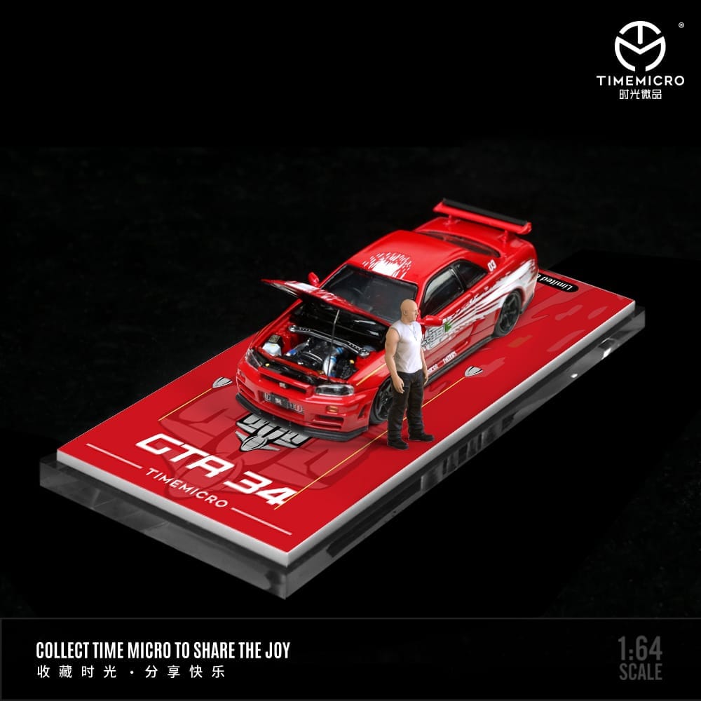 TIME MICRO 1:64 Nissan Skyline R34 GT-R Nismo Z-Tune FNF Red or FNF Orange