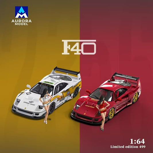 Aurora Model 1:64 Ferrari F40 Metallic Red or Yellow Lightning Livery Aussie diecast