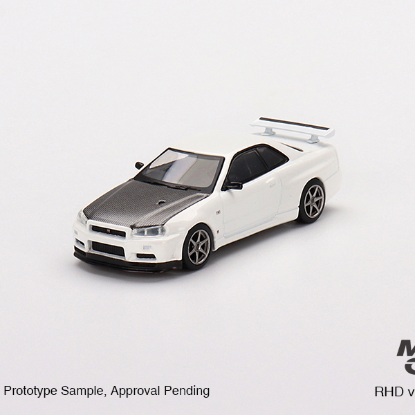 Mini GT 1:64 Nissan Skyline GT-R R34 V-Spec N1 #501 White Carbon Fibre - AUSSIE diecast