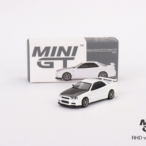 Mini GT 1:64 Nissan Skyline GT-R R34 V-Spec N1 #501 White Carbon Fibre - AUSSIE diecast