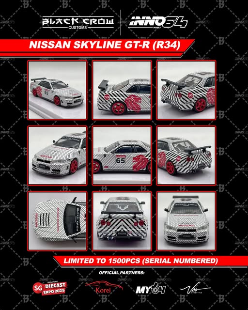 INNO64 Nissan Skyline GT-R R34 "Black Crow" 2025 SG Event Edition