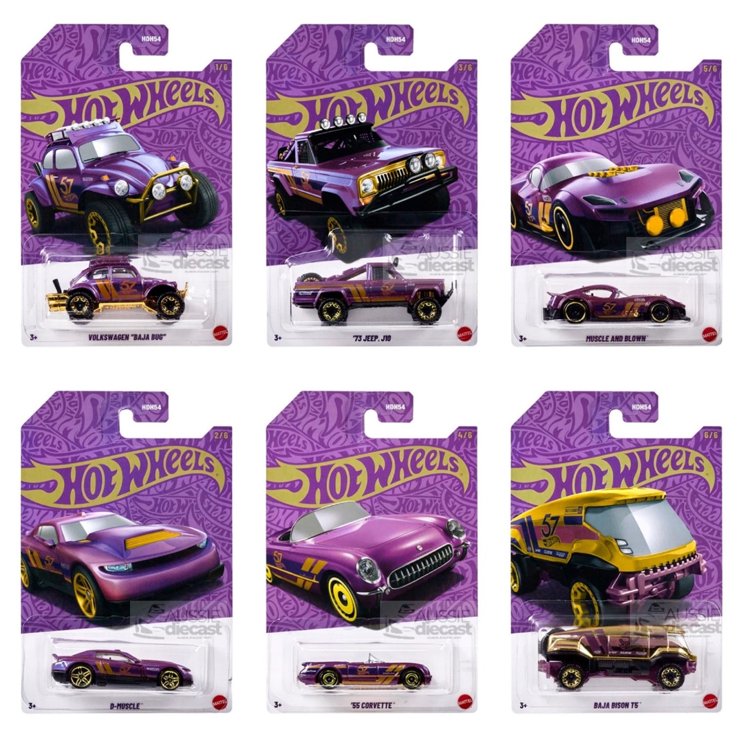*PREORDER* Hot Wheels 2025 57th Anniversary Pearl & Chrome Mix 1 (HDH54) - AUSSIE diecast