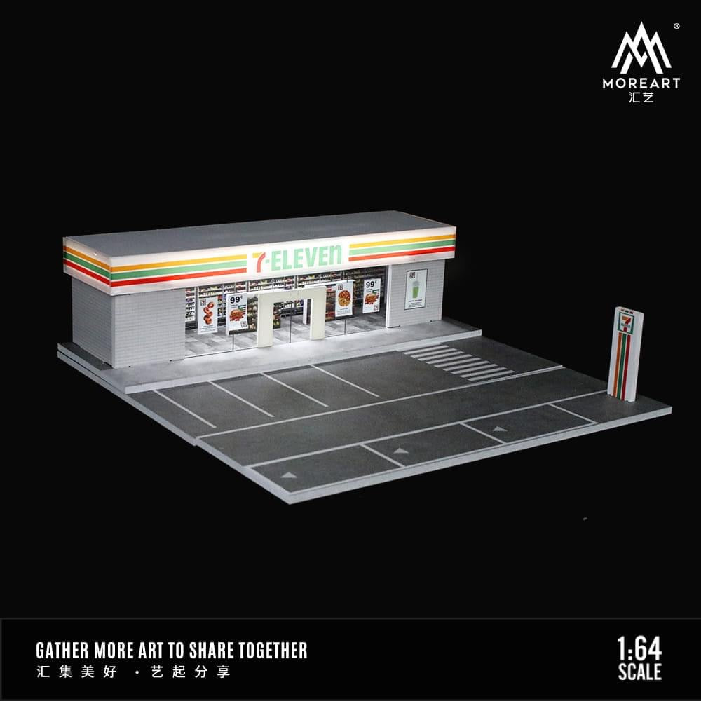 MOREART 7-ELEVEN Parking Lot Scene 1:64 Diorama with LED Lighting - AUSSIE diecast