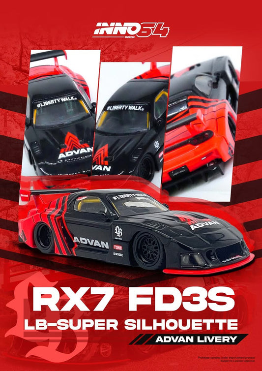 INNO64 LBWK RX-7 FD3S LB-Super Silhouette Advan - AUSSIE diecast