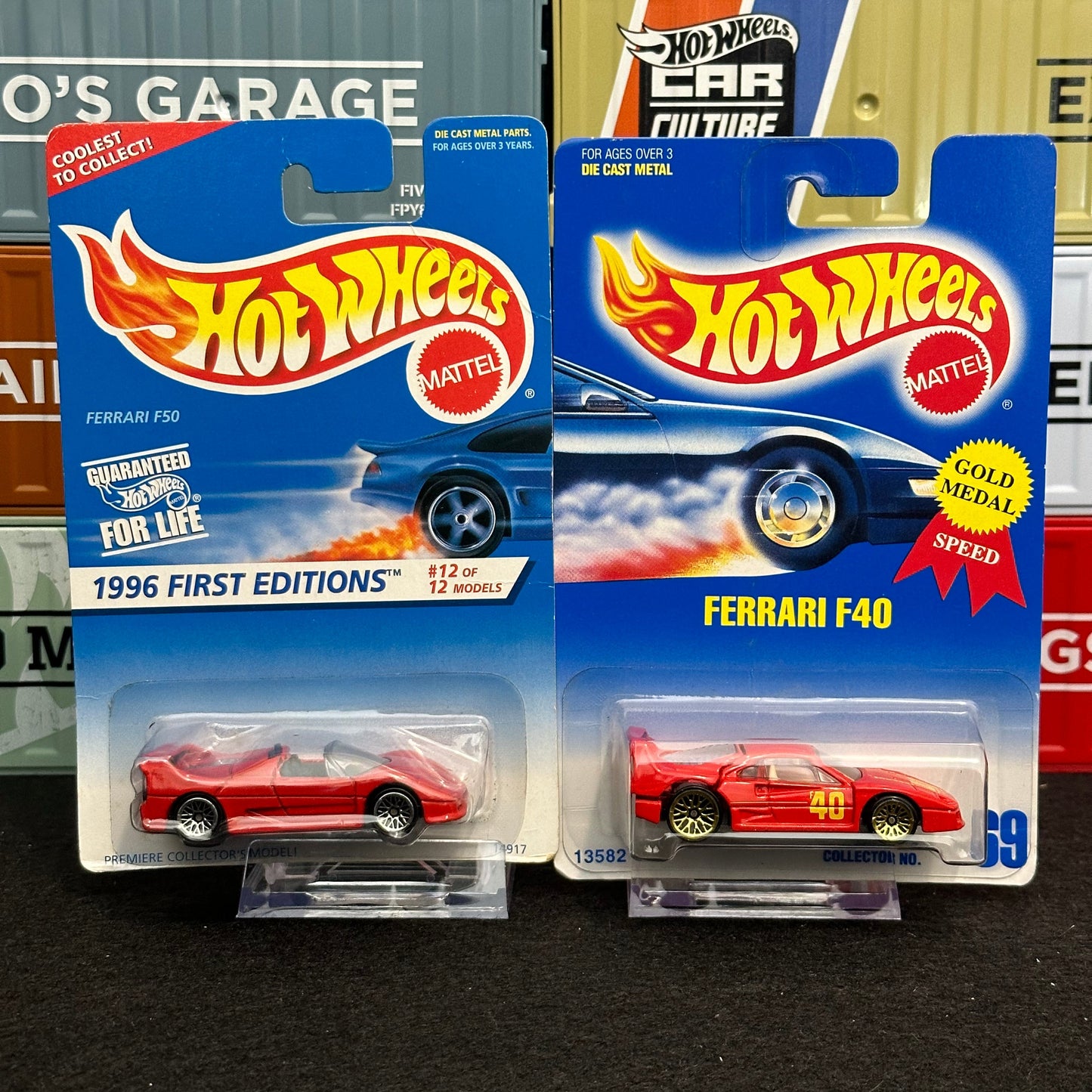 Hot Wheels 1995 Ferrari F40 F50 Mainline (Set of 2) Red - AUSSIE diecast