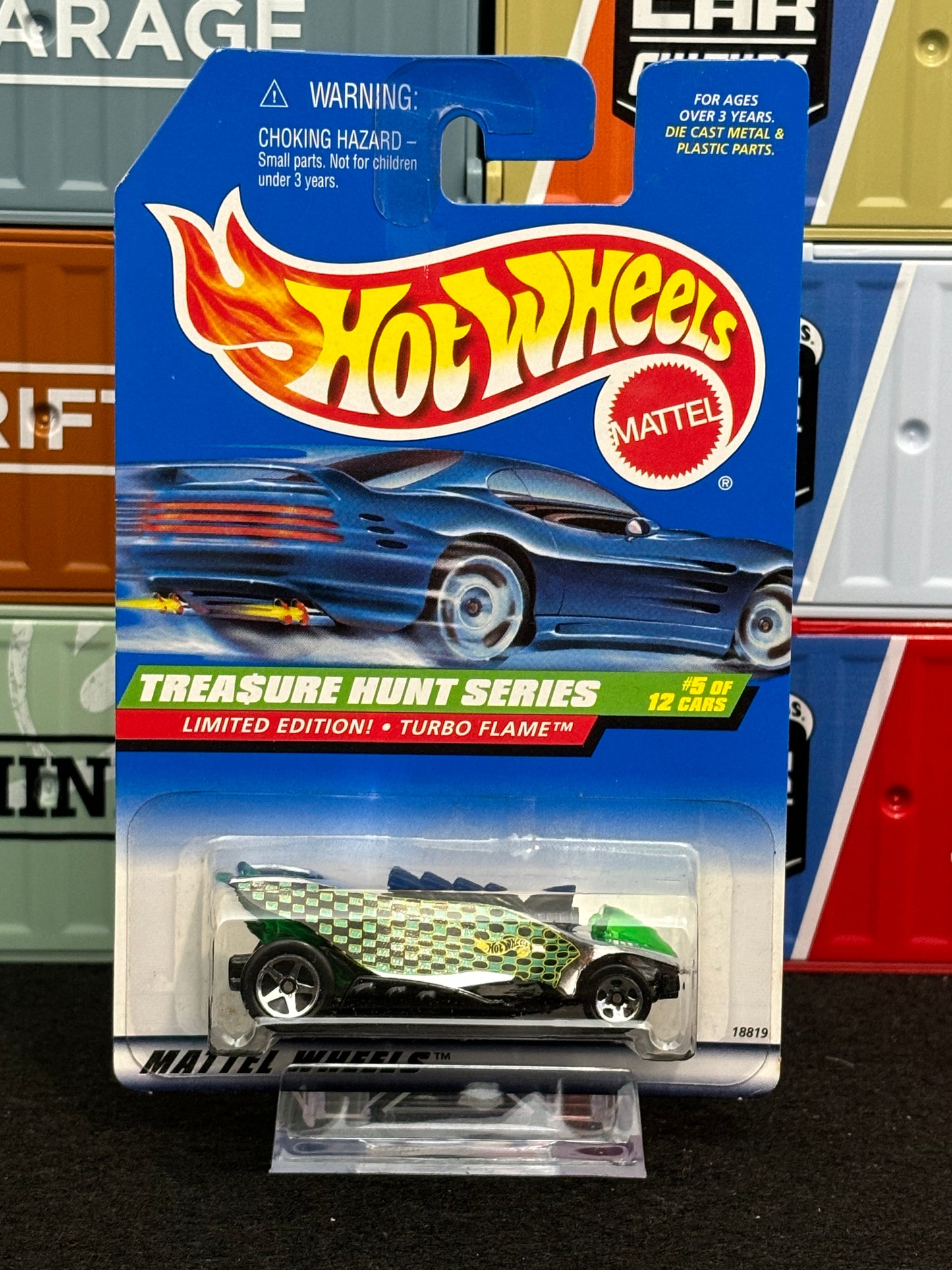 Hot Wheels 90's Turbo Flame Treasure Hunt Mainline Green - AUSSIE diecast