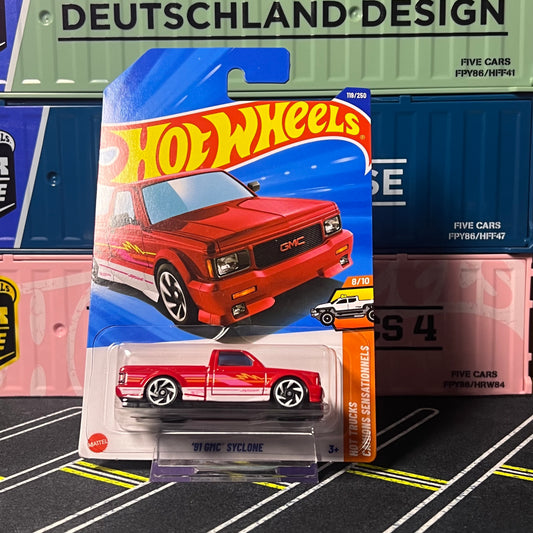 Hot Wheels 2025 Mainline '91 GMC Syclone 119/250 Red Long Card - AUSSIE diecast