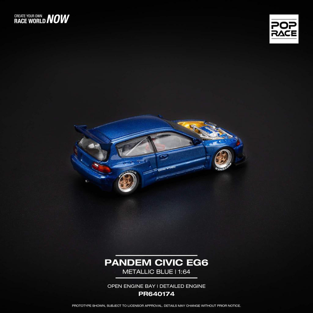*PREORDER* POP RACE PANDEM CIVIC EG6 v1.5 METALLIC BLUE - AUSSIE diecast