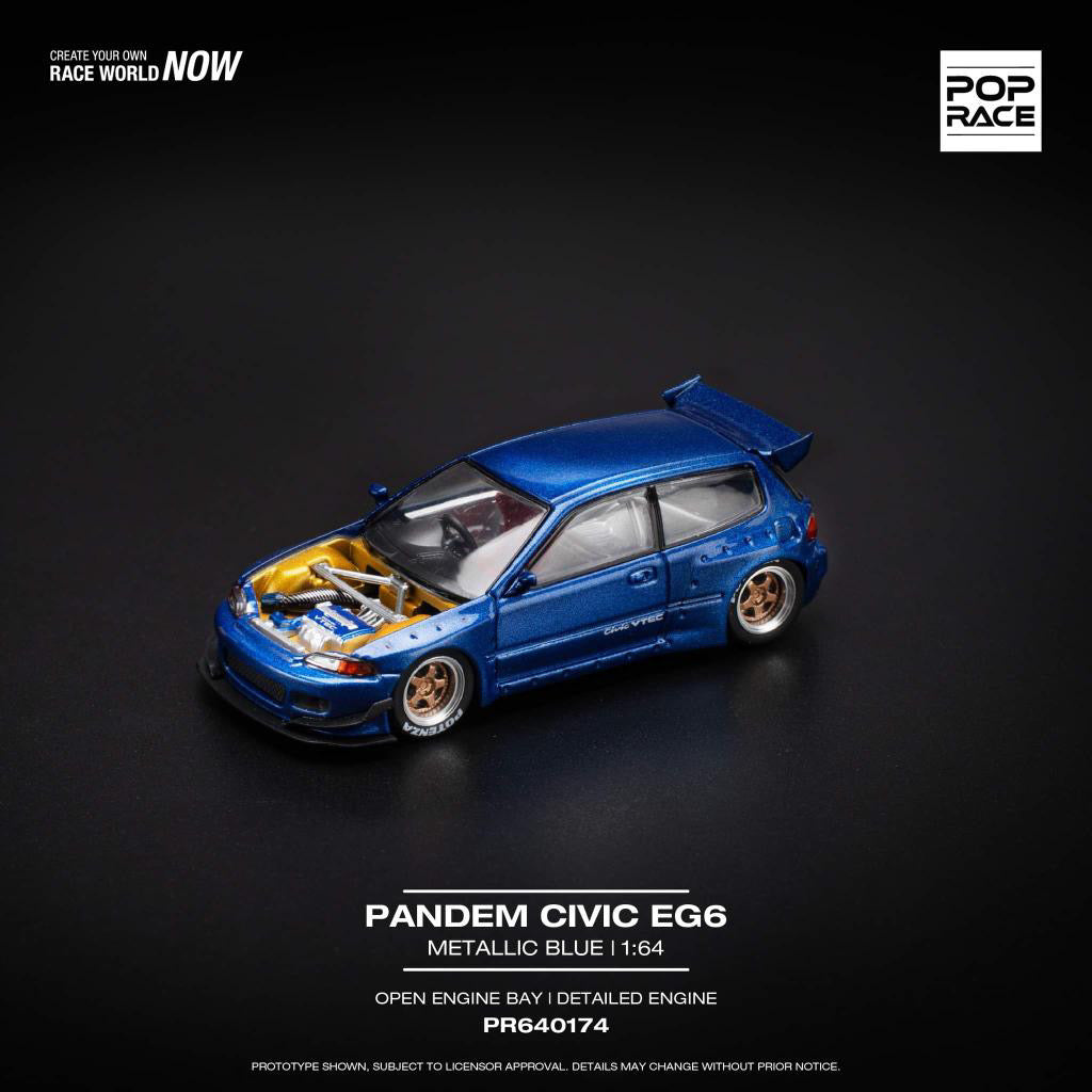 *PREORDER* POP RACE PANDEM CIVIC EG6 v1.5 METALLIC BLUE - AUSSIE diecast