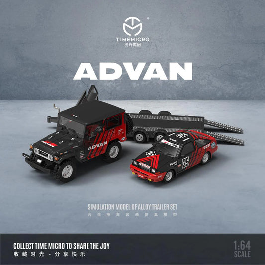 TIME MICRO 1:64 Toyota FJ40 & AE86 with Trailer Set Advan