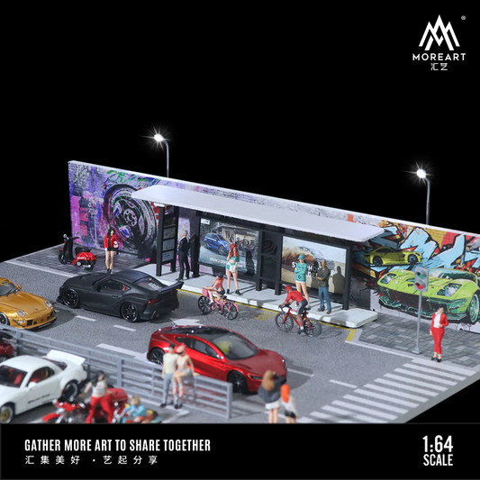 MOREART Bus Stop Road Scene 1:64 Diorama with LED Lighting