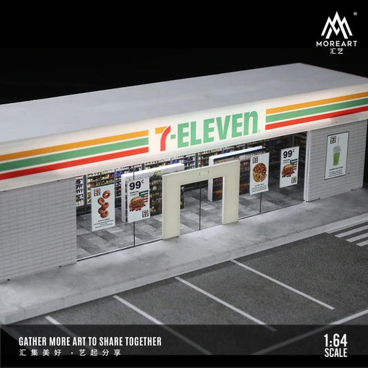 MOREART 7-ELEVEN Parking Lot Scene 1:64 Diorama with LED Lighting - AUSSIE diecast