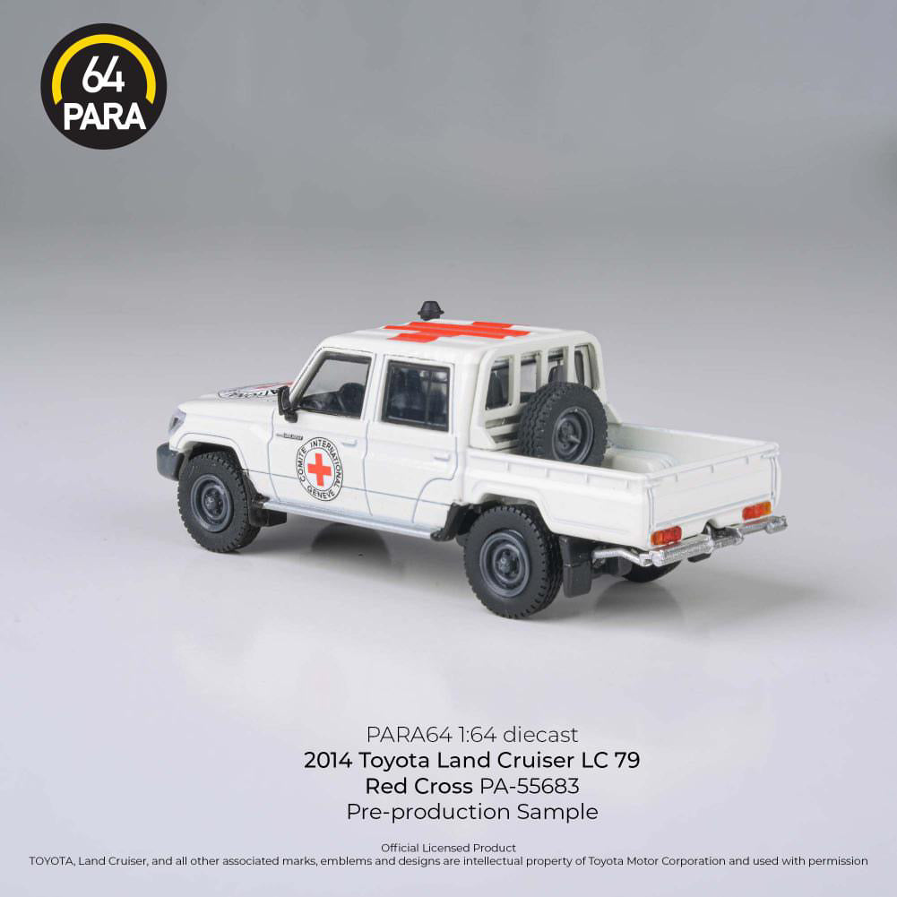 PARA64 2014 Toyota Landcruiser LC79 Dual Cab Ute White Red Cross - AUSSIE diecast