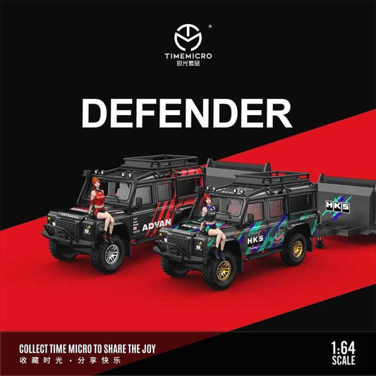 TIME MICRO 1:64 Land Rover Defender + Trailer - Advan or HKS