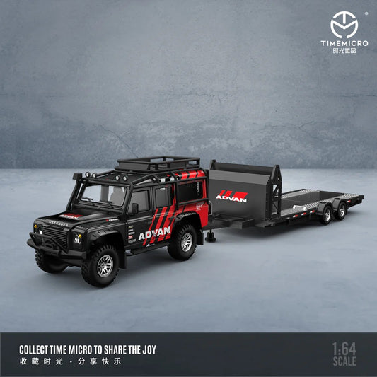 TIME MICRO 1:64 Land Rover Defender + Trailer - Advan or HKS