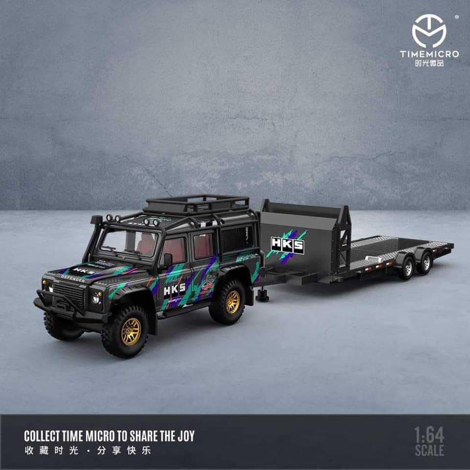 TIME MICRO 1:64 Land Rover Defender + Trailer - Advan or HKS