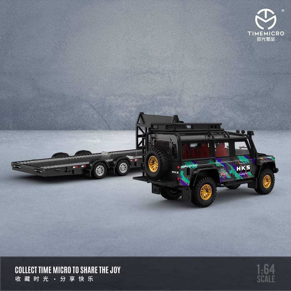 TIME MICRO 1:64 Land Rover Defender + Trailer - Advan or HKS