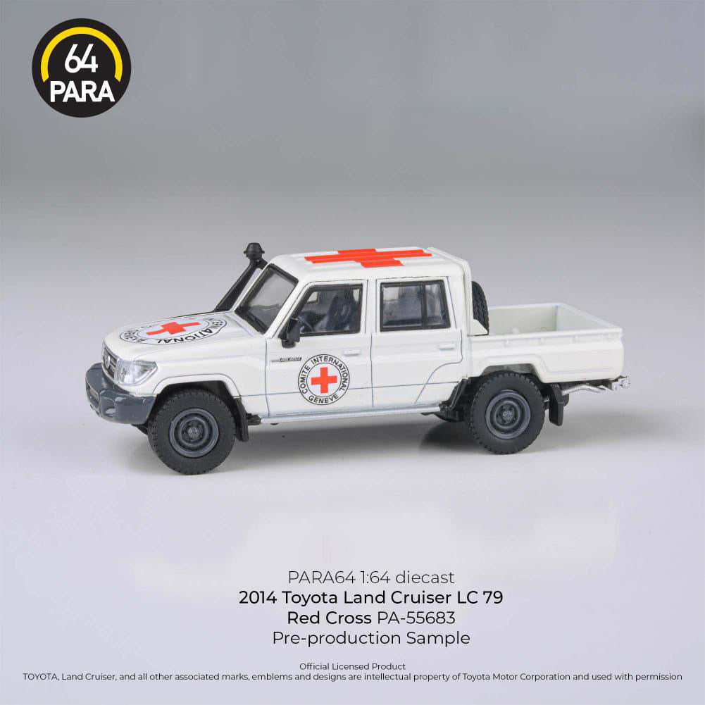 PARA64 2014 Toyota Landcruiser LC79 Dual Cab Ute White Red Cross - AUSSIE diecast
