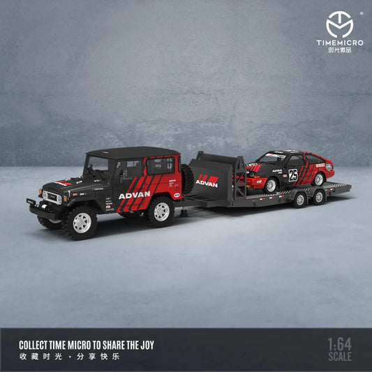 TIME MICRO 1:64 Toyota FJ40 & AE86 with Trailer Set Advan