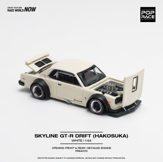 POP RACE SKYLINE GT-R V8 DRIFT (HAKOSUKA) White - AUSSIE diecast