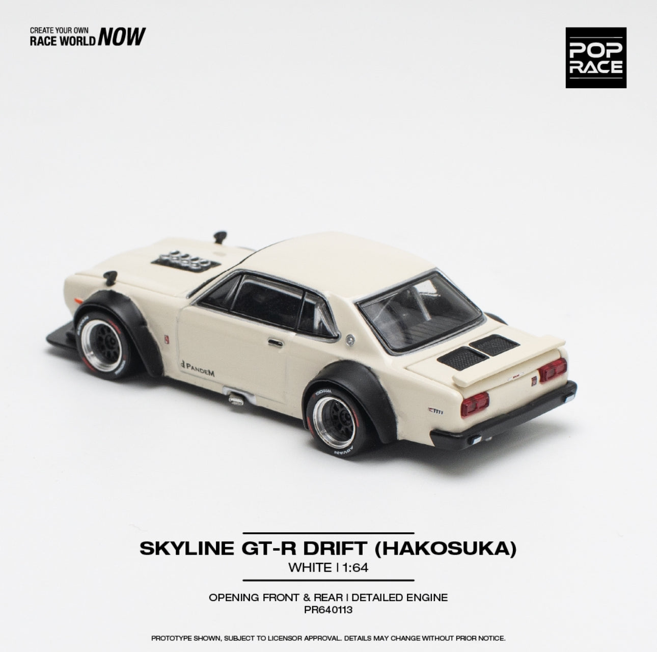 POP RACE SKYLINE GT-R V8 DRIFT (HAKOSUKA) White - AUSSIE diecast