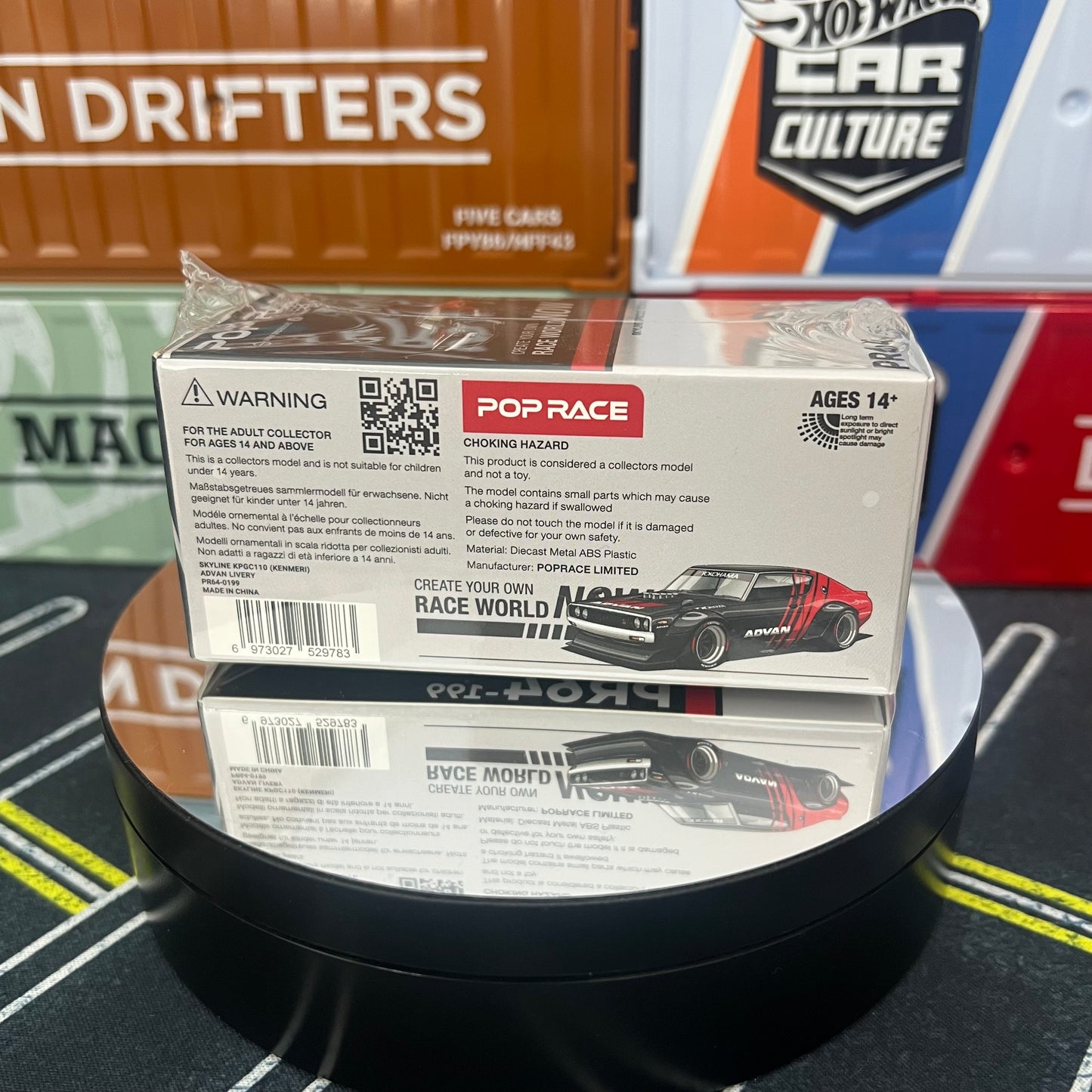 POP RACE 1:64 Nissan Skyline GT R Drift Kenmeri Advan Livery