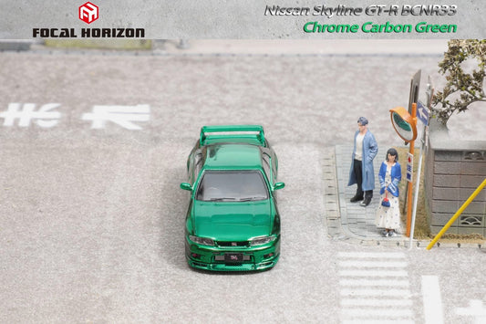 Focal Horizon 1:64 Nissan Skyline GTR R33 Green Carbon Chrome - AUSSIE diecast