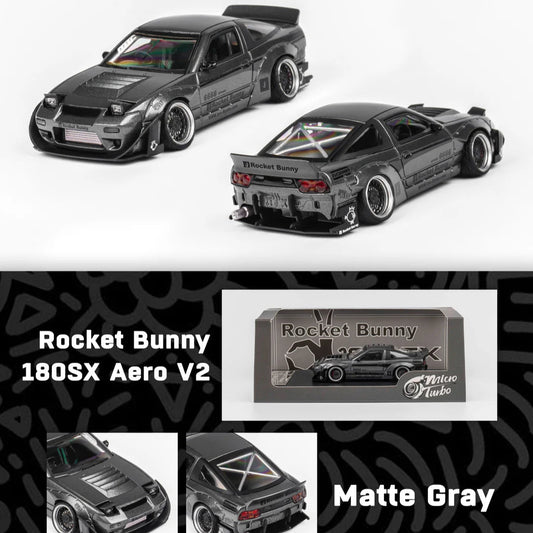 Micro Turbo Rocket Bunny 180SX Aero V2 - Matt Grey - AUSSIE diecast
