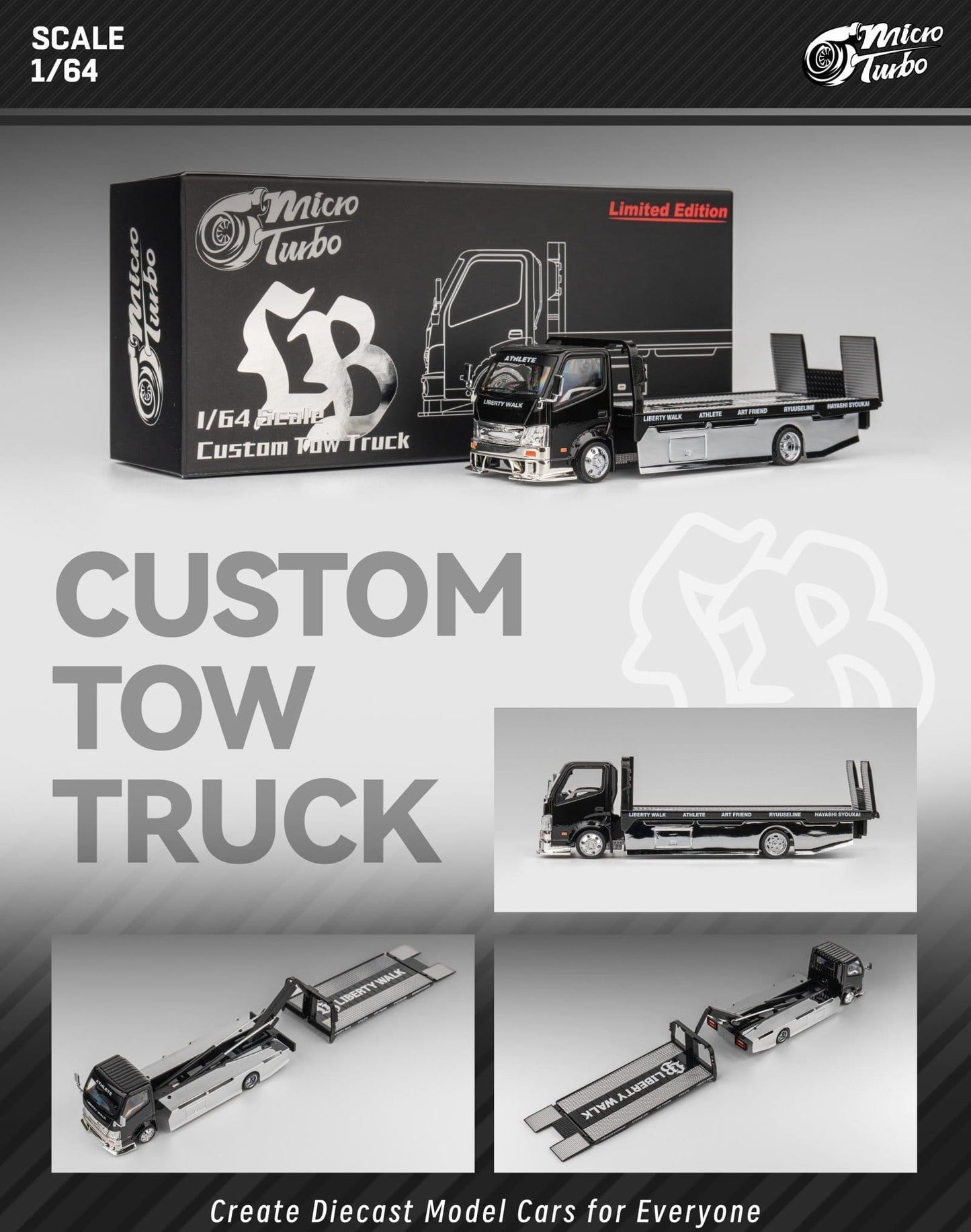 *PREORDER* Micro Turbo Custom Tow Truck - Black Chrome LBWK - AUSSIE diecast