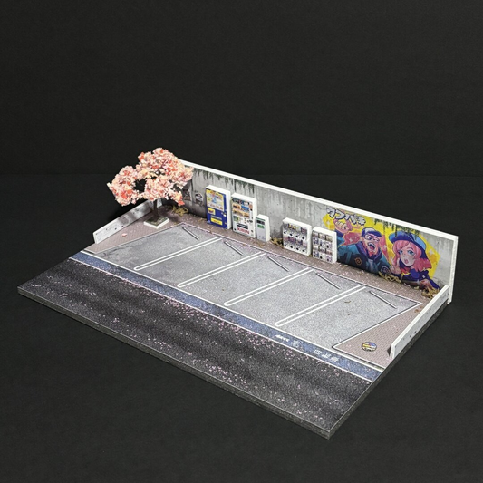Mr Dioramas Japan Sakura Car Park 1:64 Diorama Scene - AUSSIE diecast
