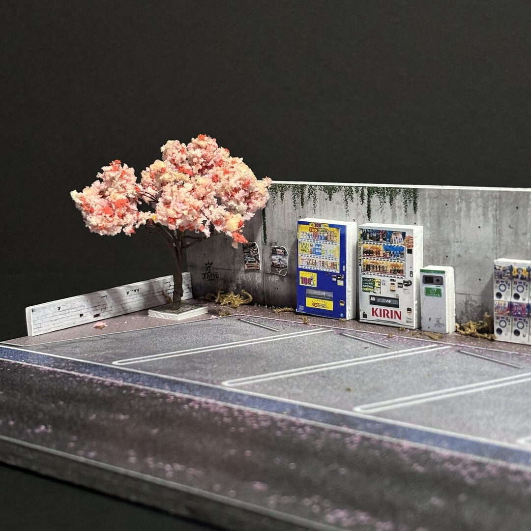 Mr Dioramas Japan Sakura Car Park 1:64 Diorama Scene - AUSSIE diecast
