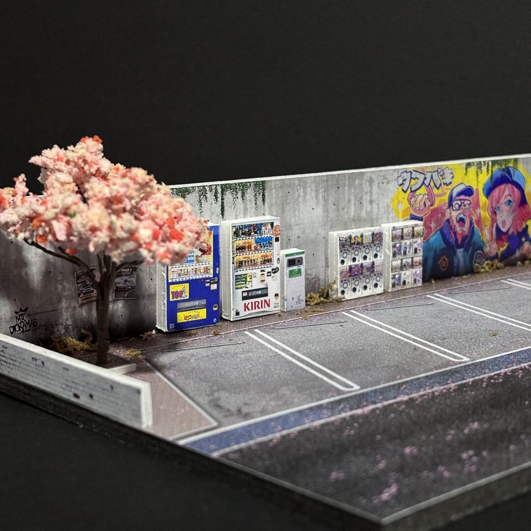 Mr Dioramas Japan Sakura Car Park 1:64 Diorama Scene - AUSSIE diecast