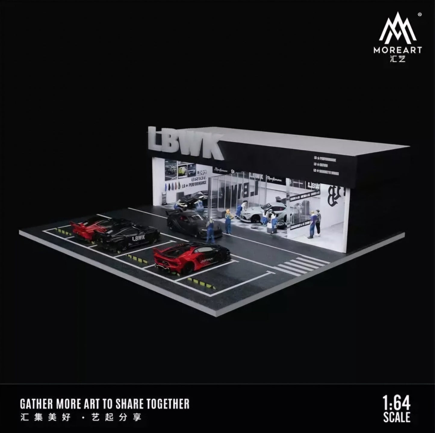MOREART Liberty Walk LBWK Workshop 1:64 Diorama with LED Lighting - AUSSIE diecast
