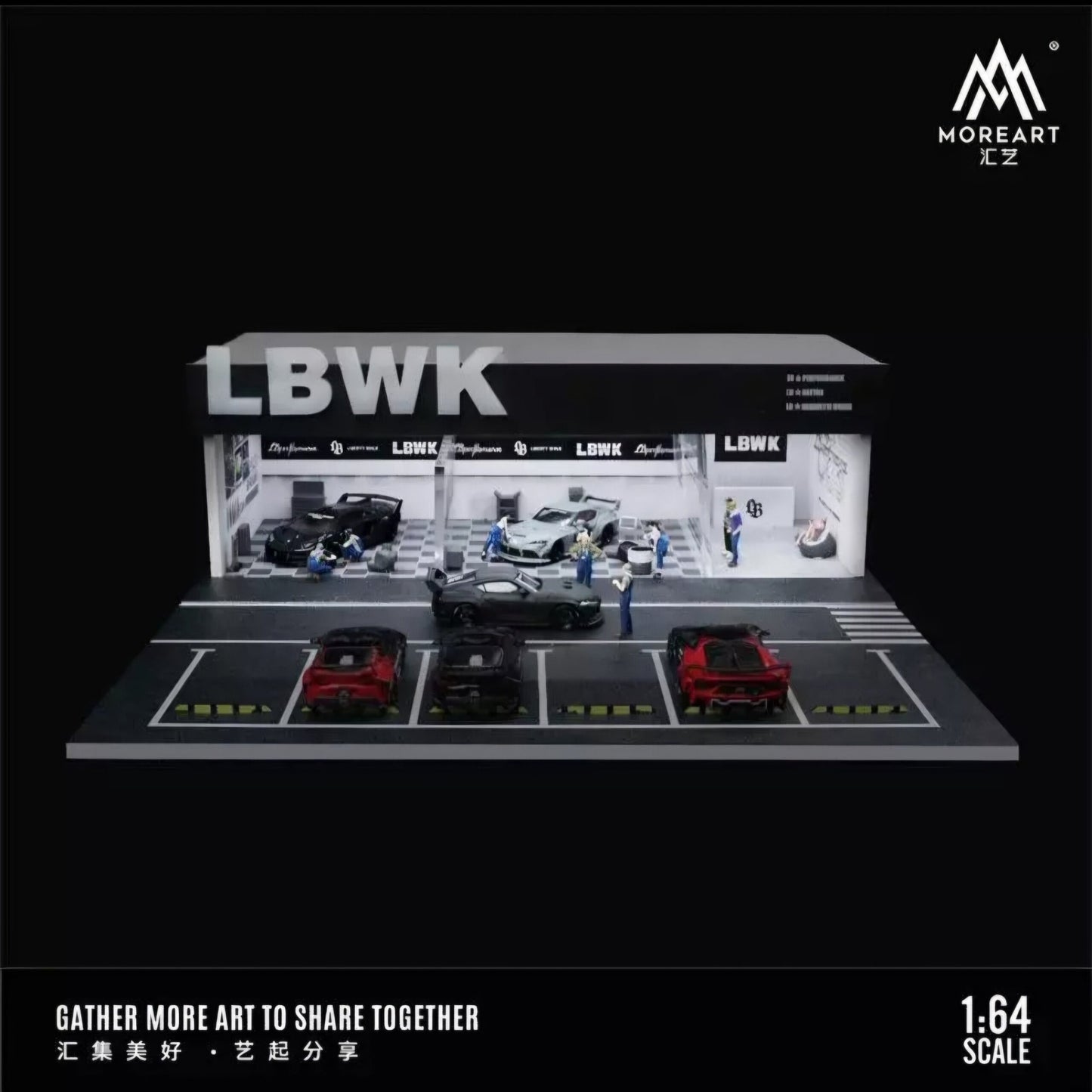 MOREART Liberty Walk LBWK Workshop 1:64 Diorama with LED Lighting - AUSSIE diecast