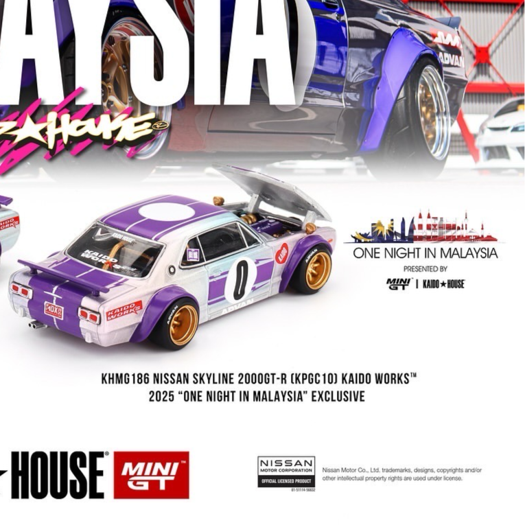 KAIDO HOUSE Nissan Skyline 2000GT-R 2025 One Night In Malaysia Dinner Car (KHMG186) - AUSSIE diecast