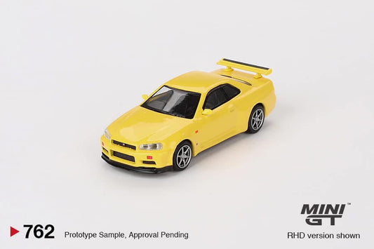 Mini GT Nissan Skyline GTR R34 V-Spec Yellow 762 - AUSSIE diecast