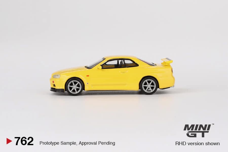 Mini GT Nissan Skyline GTR R34 V-Spec Yellow 762 - AUSSIE diecast