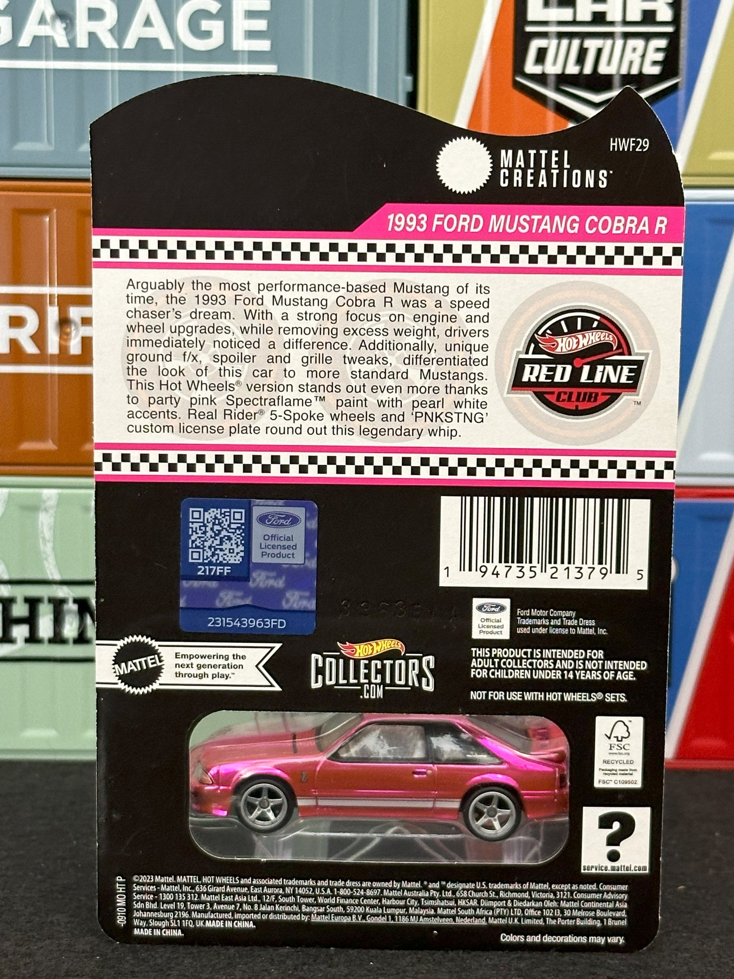 Hot Wheels 2024 RLC Pink 1993 Ford Mustang Cobra R - AUSSIE diecast