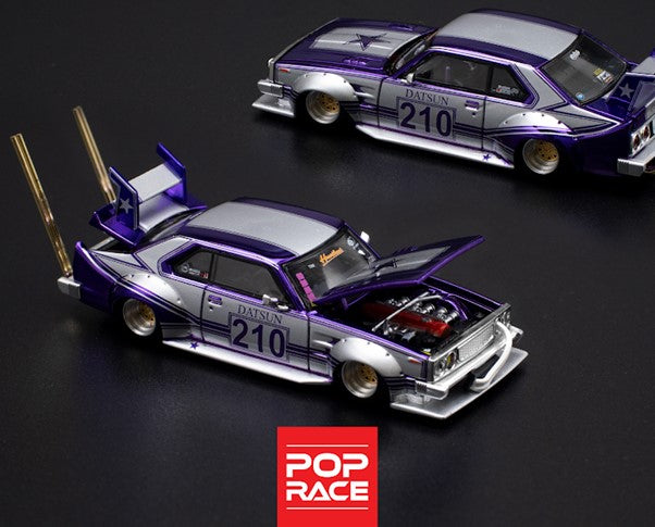 *PREORDER* POP RACE SKYLINE C210 KAIDO RACER (BOSOZOKU STYLE) PURPLE CHROME/SILVER - AUSSIE diecast