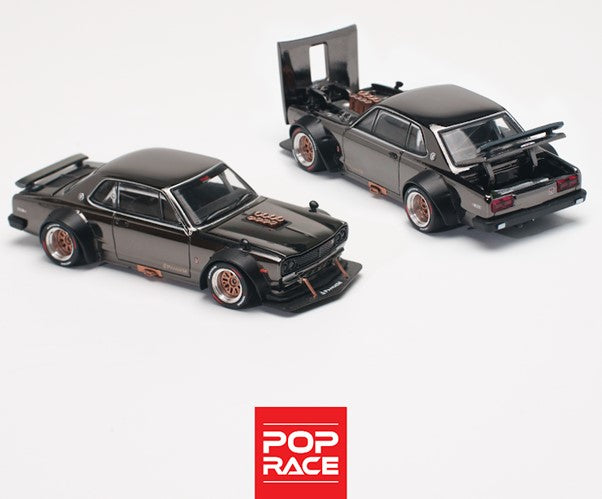 POP RACE SKYLINE GT-R V8 DRIFT (HAKOSUKA) DARK CHROME - AUSSIE diecast