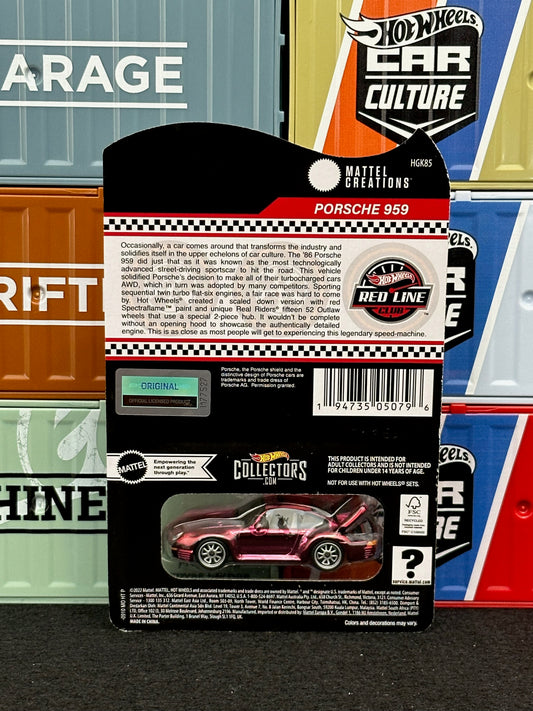 Hot Wheels RLC Porsche 959 Red Sticker on Back - AUSSIE diecast