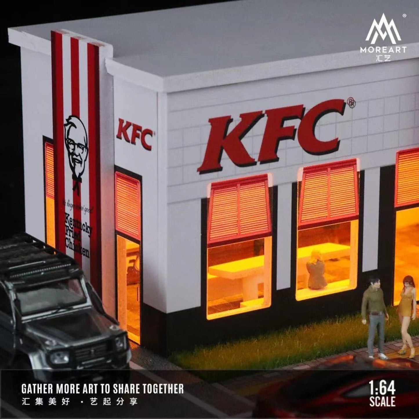 MOREART KFC Restaurant Parking Lot Scene 1:64 Diorama with LED Lighting - AUSSIE diecast