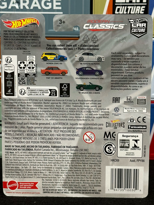 Hot Wheels Car Culture Chase Modern Classics 0/5 98 Toyota Altezza - AUSSIE diecast