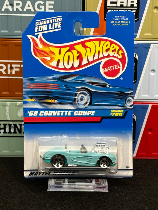 Hot Wheels 90's '58 Corvette Coupe Mainline Sky Blue - AUSSIE diecast